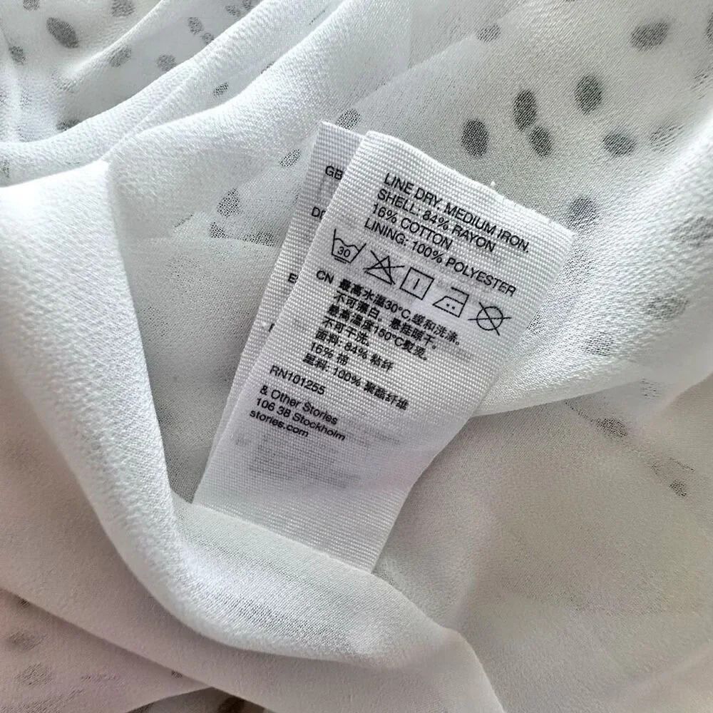 & OTHER STORIES x ANTHROPOLOGIE | Cross Front Dress Black White Dot | Size 4 - Picture 10 of 10